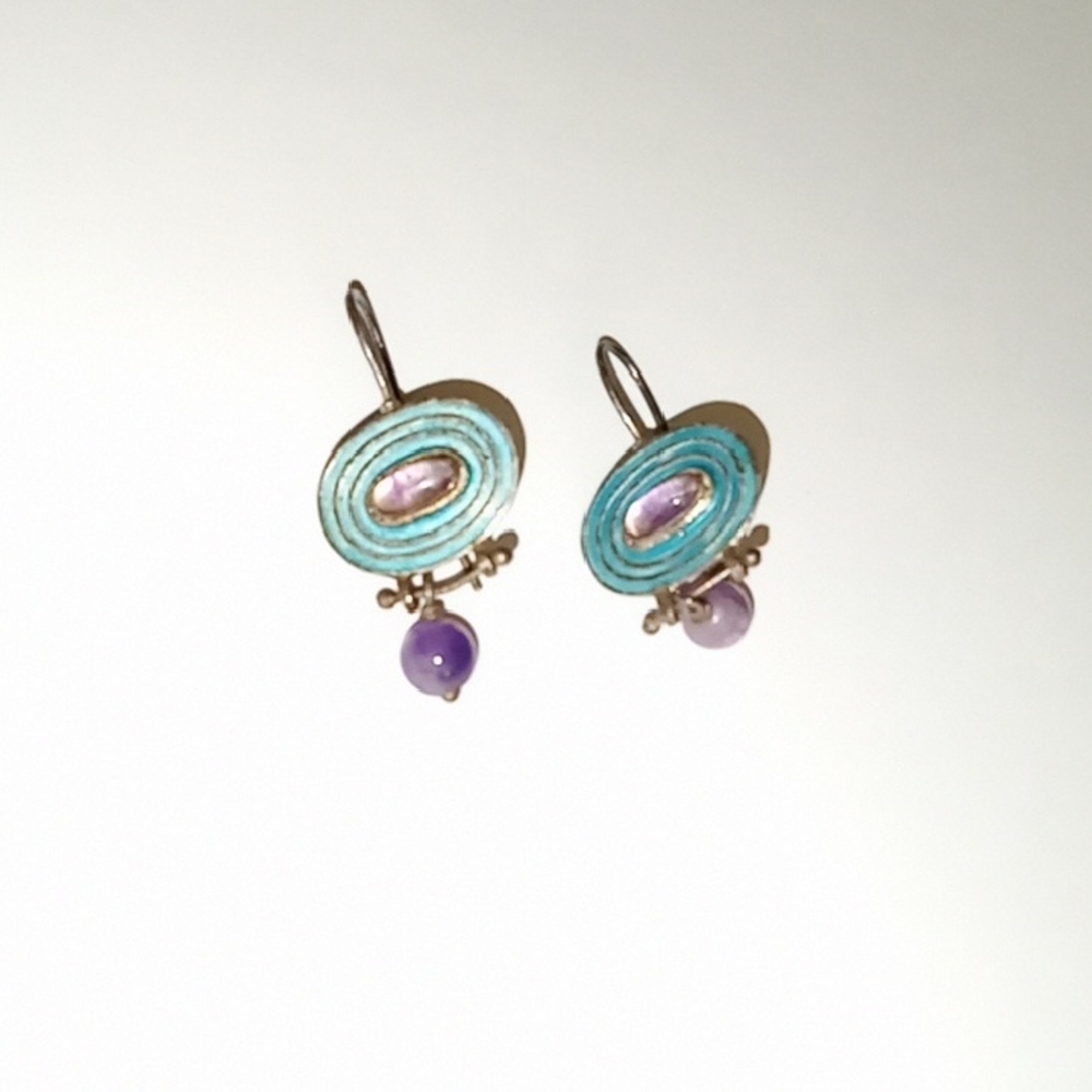 Elegant Turquoise and Purple Earrings